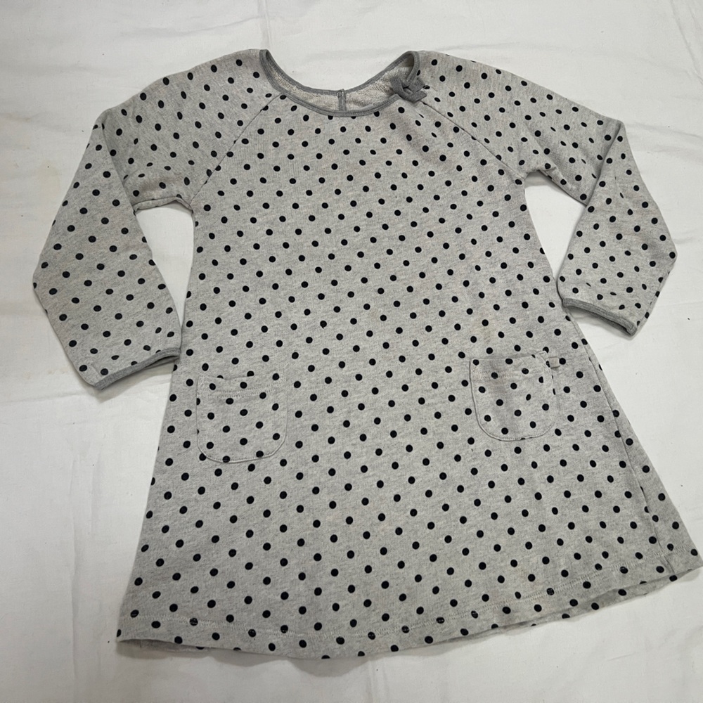 Petit Bateau Gray Polka Dot Kids Dress